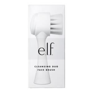 NEW ELF Cleansing DUO FACE BRUSH Dual Sided White Soft Bristle Exfoliate Massage